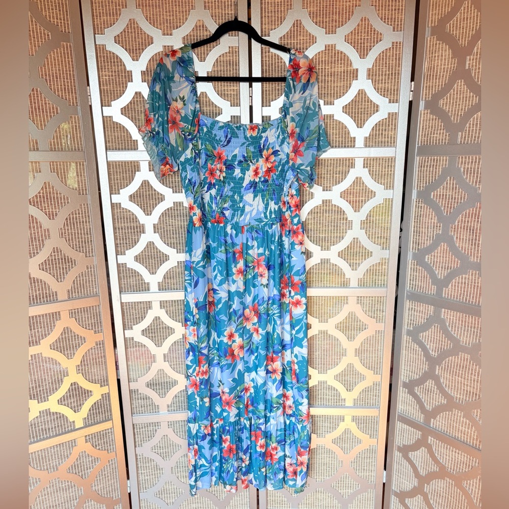 Inspired Hearts Blue and Pink Floral Maxi Dress - Picture 7 of 8